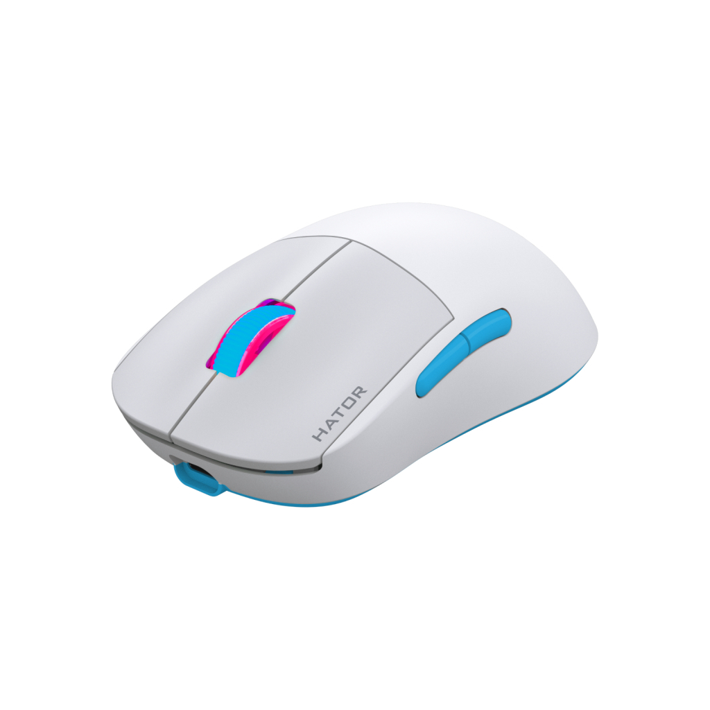 Мишка Hator Quasar 2 Pro Wireless/Bluetooth/USB White/Cyan (HTM561WC) - зображення 2