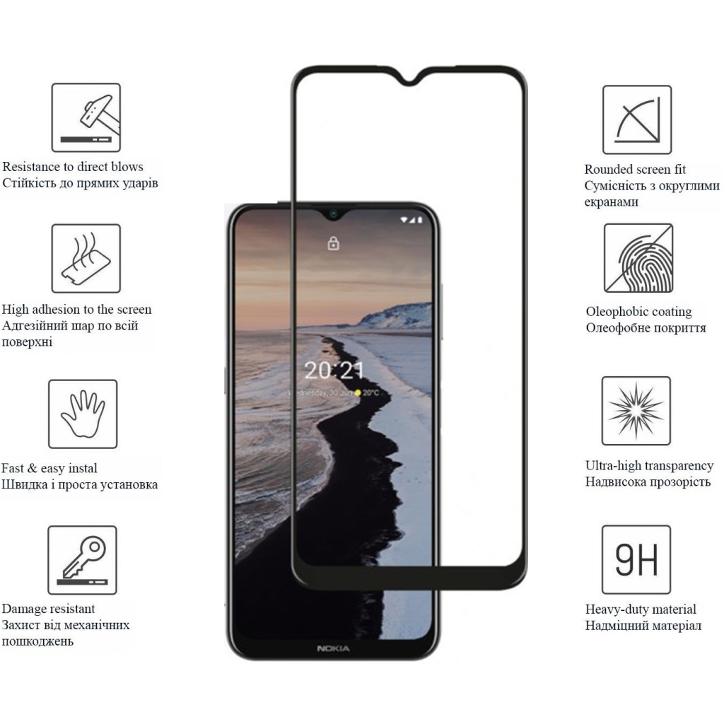 Скло захисне Drobak Nokia С21 Plus (Black) (444468) - зображення 3