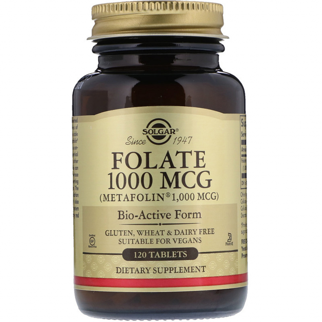 Вітамін Solgar Фолієва кислота, Folate, фолат 1000 мкг, 120 таблеток (SOL-53596) - зображення 1