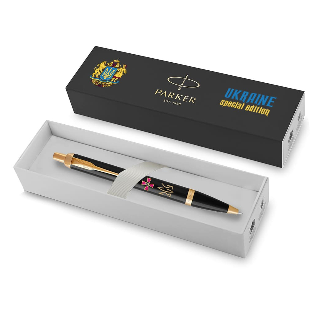 Ручка кулькова Parker IM 17 ARMY Black GT BP Емблема ЗСУ + Тризуб ЗСУ золото (22032_W1015u) - зображення 6