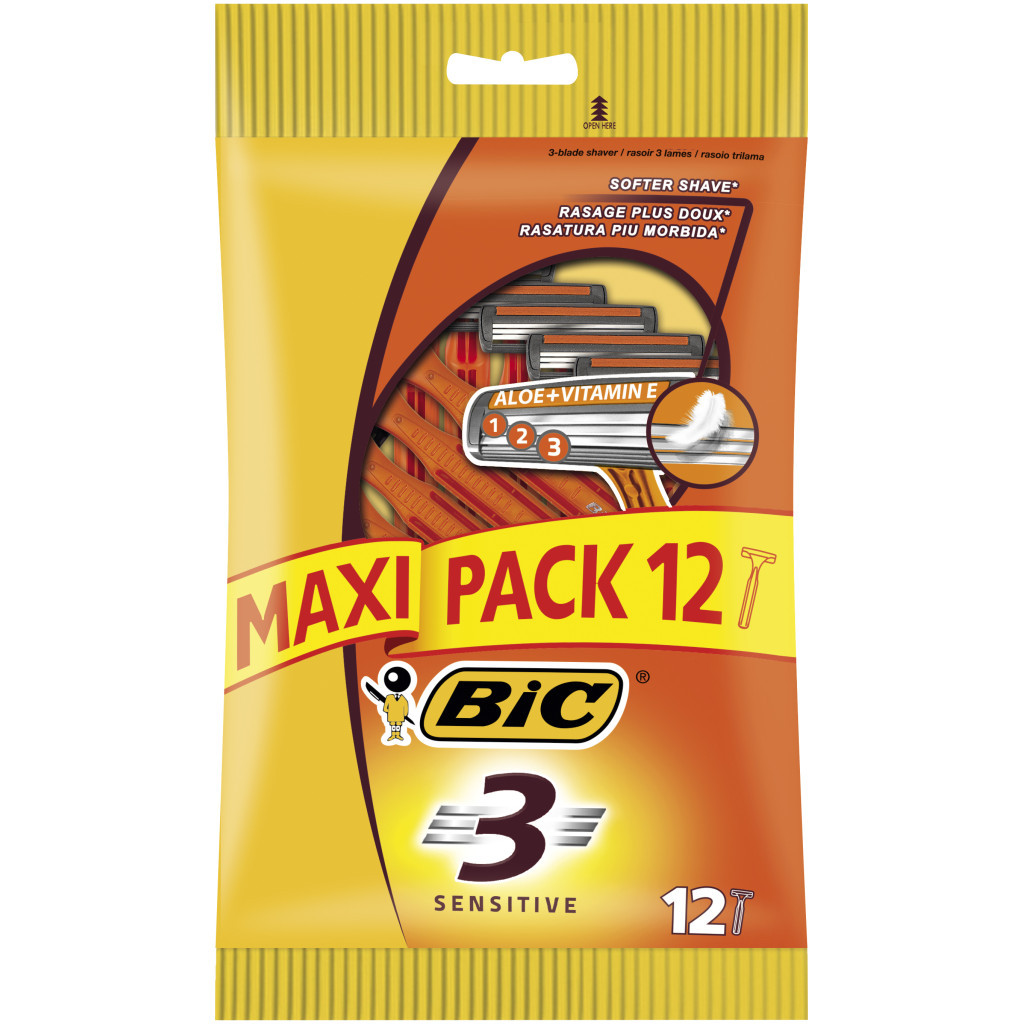 Бритва Bic 3 Sensitive 12 шт. (3086123170513) - зображення 1