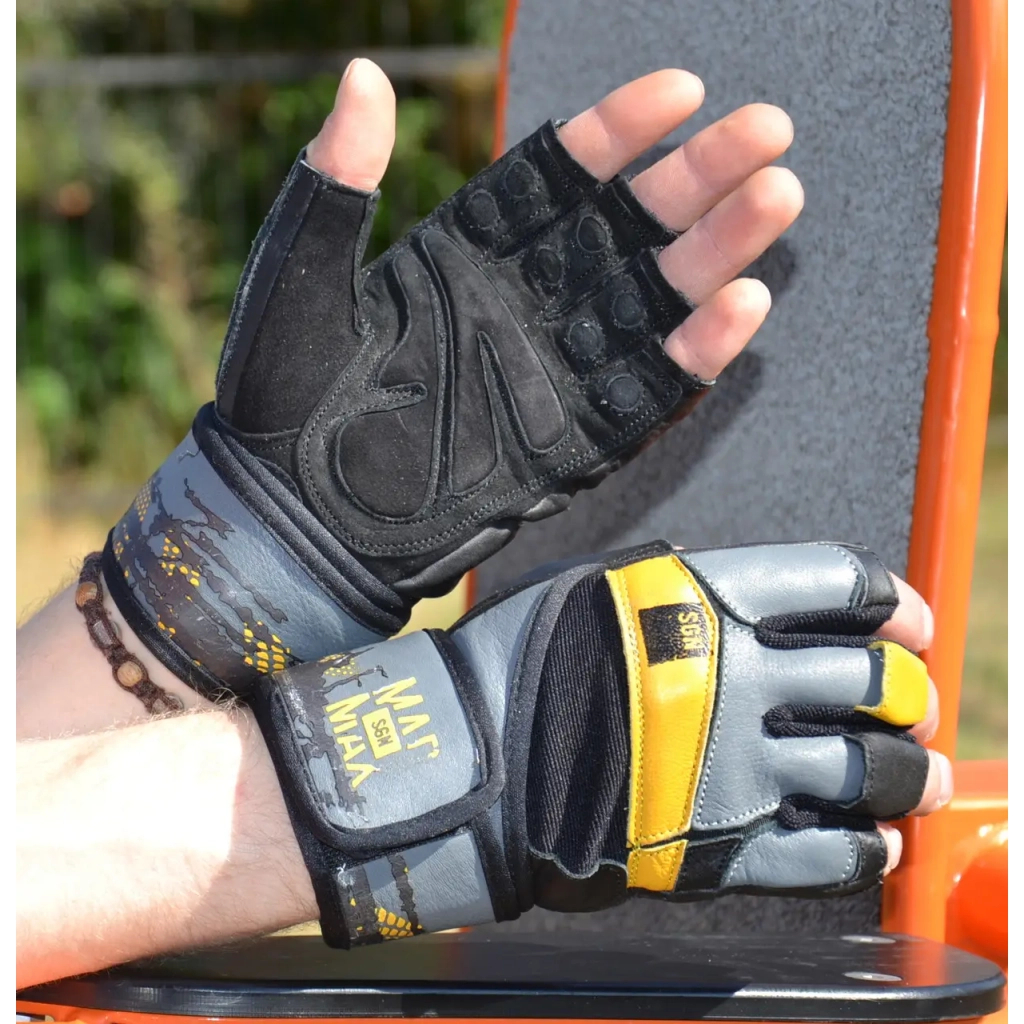 Рукавички для фітнесу MadMax MFG-880 Signature Black/Grey/Yellow XL (MFG-880_XL) - зображення 4