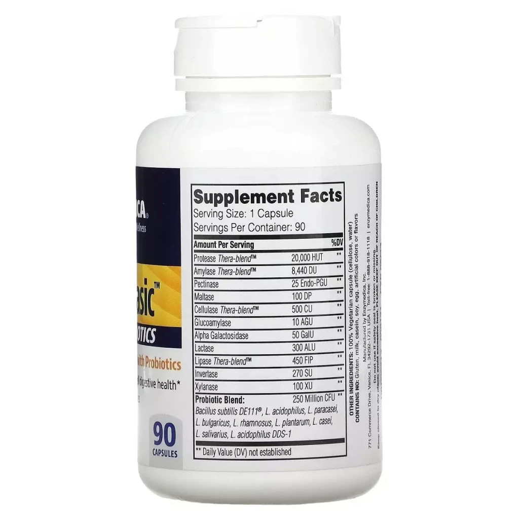 Пробіотики Enzymedica Ферменти з пробіотиками, Digest Basic + Probiotics, 90 капсул (ENZ-13051) - зображення 2