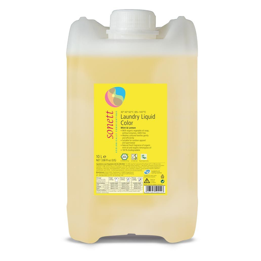 Гель для прання Sonett Органічний Mint&Lemon Концентрат для кольорових тканин 10 л (4007547504127) - зображення 1