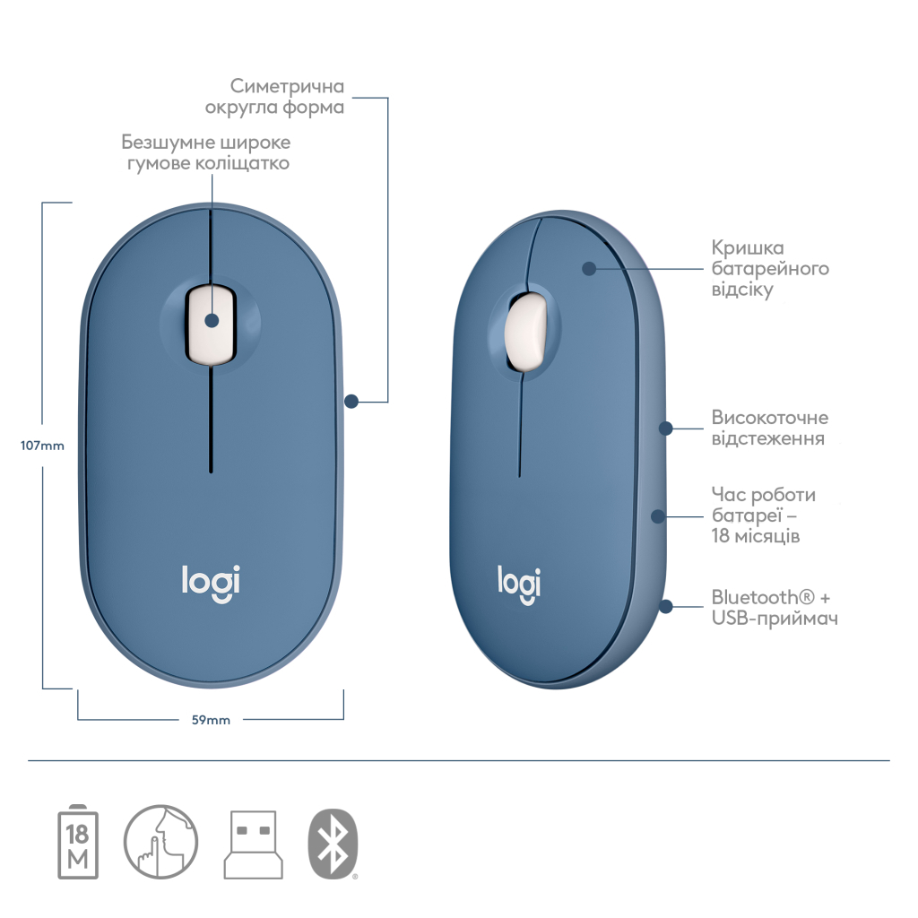 Мишка Logitech M350 Wireless Blueberry (910-006753) - зображення 6