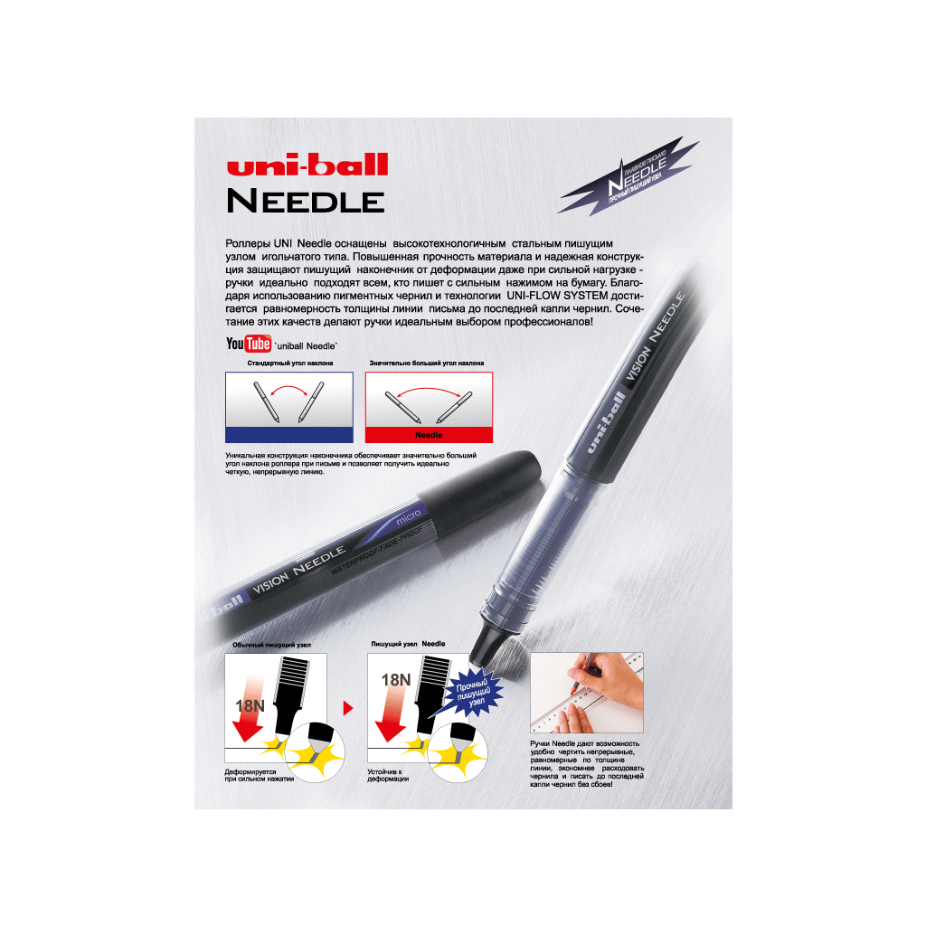 Ролер UNI Eye Needle 0,5 мм синій (UB-185S.Blue) - зображення 7