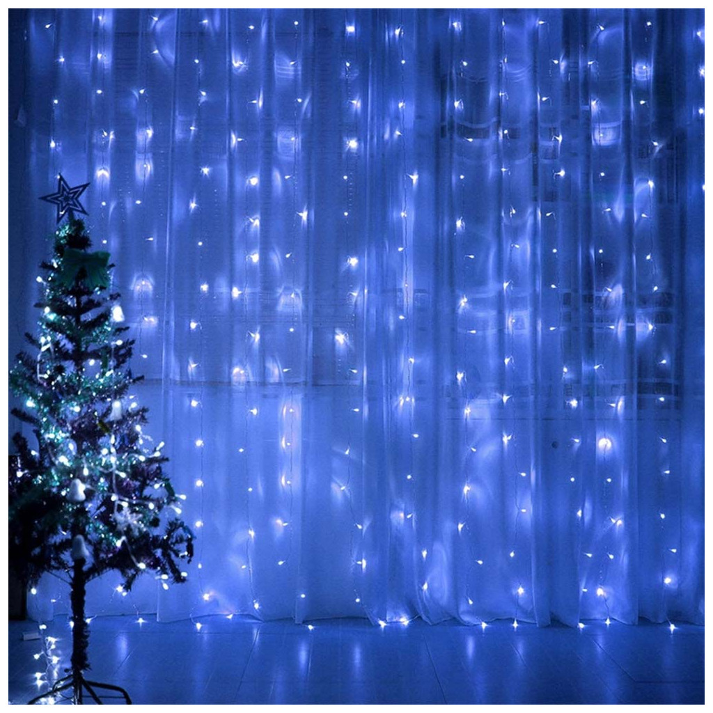 Гірлянда ColorWay штора водоспад 3x3м 300 LED 220V синя (CW-GW-300L33VWFBL) - зображення 9