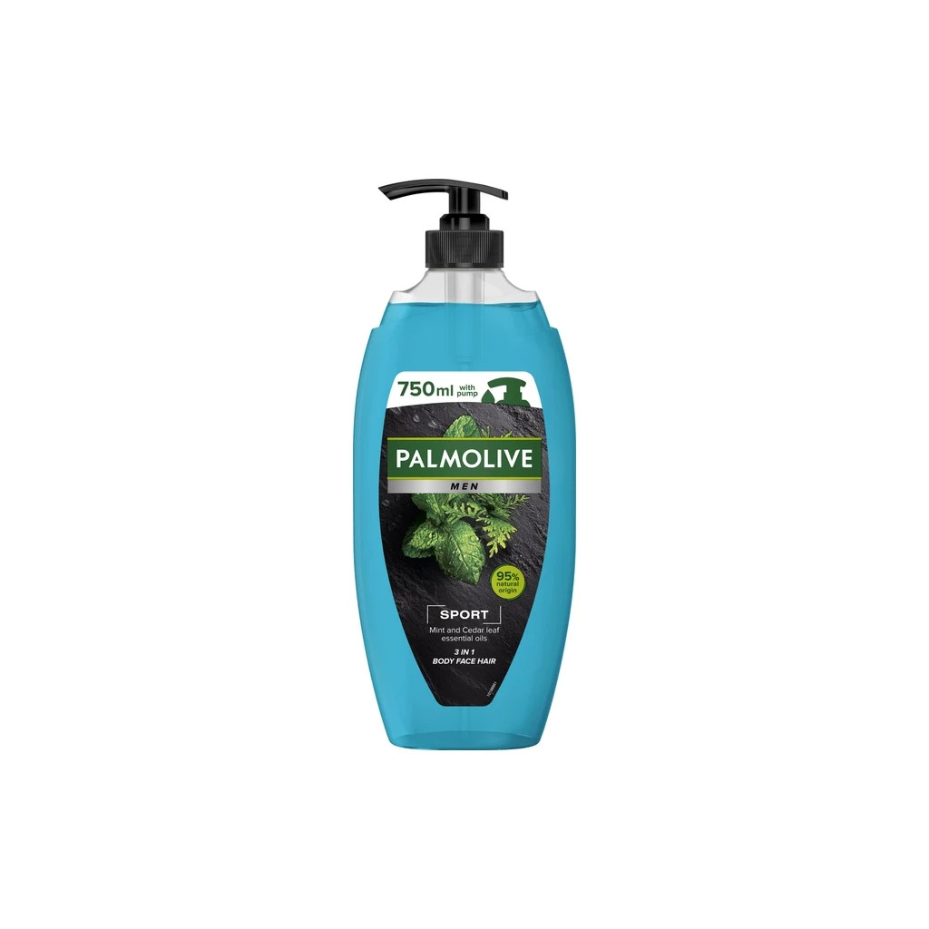 Гель для душу Palmolive Men Sport Ефірні олії м'яти та листя кедра 750 мл (8693495048712) - зображення 1