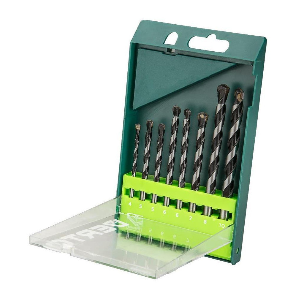 Набір свердл Verto 4, 5, 5, 6, 6, 7, 8, 10 мм, по бетону, 8 шт. (60H302) - зображення 1