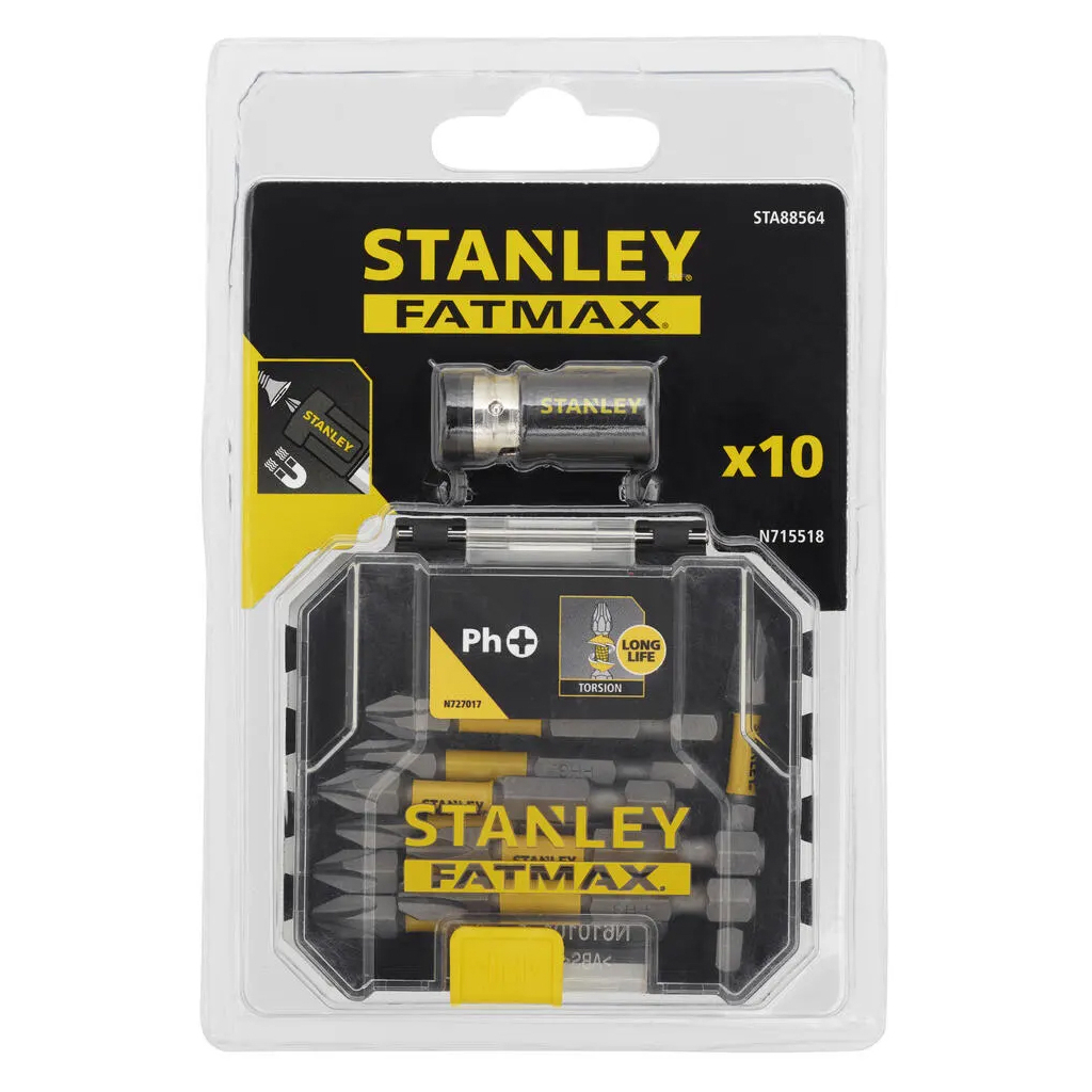 Набір біт Stanley FatMax, Phillips, Ph1, Ph2, Ph3, L 50 мм, 10 шт, кейс (STA88564) - зображення 1