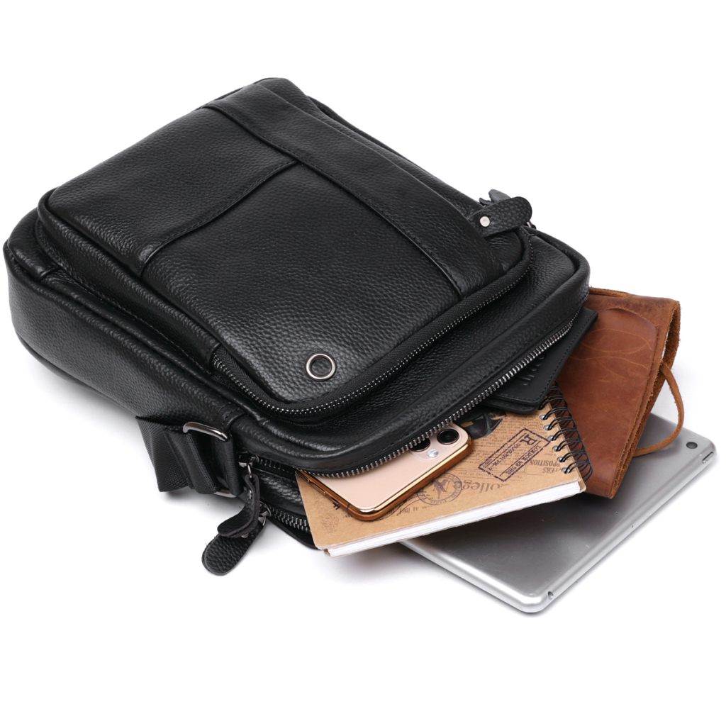 Сумка Vintage Шкіряна чоловіча Чорна (20677) - зображення 7