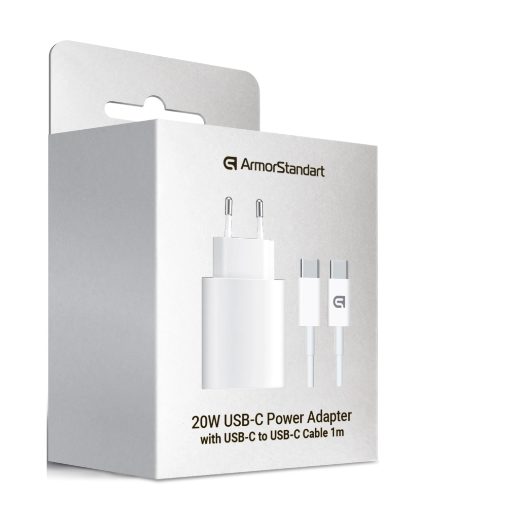 Зарядний пристрій Armorstandart AMHJ83 20W USB-C White + cable USB-C to USB-C (ARM77725) - зображення 8