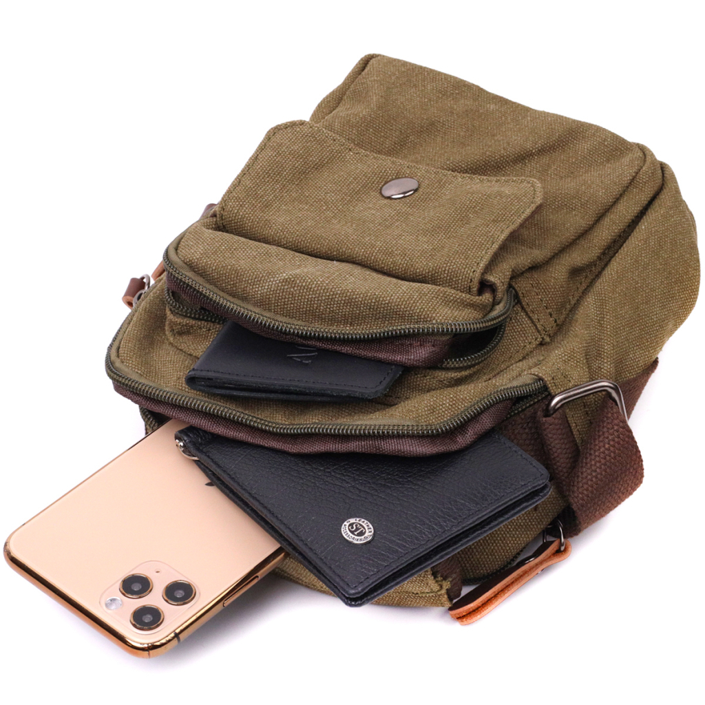 Сумка Vintage З текстилю Оливкова (22219) - зображення 8