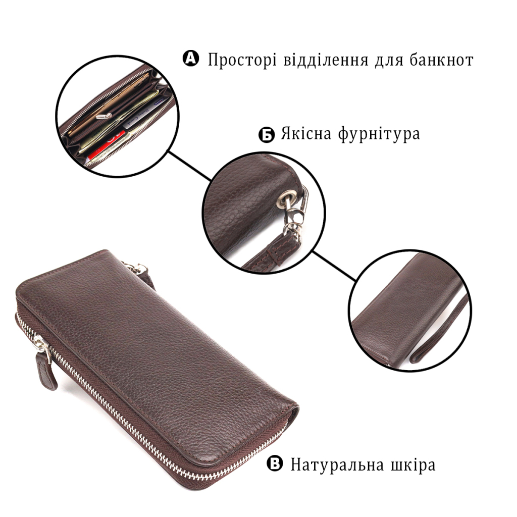Гаманець Canpellini З натуральної шкіри Коричневий (21617) - зображення 4