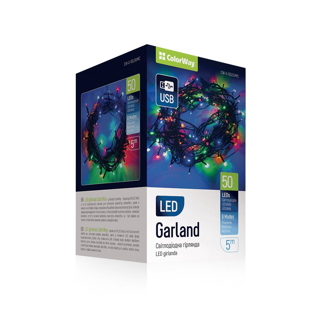 Гірлянда ColorWay LED 50 5 м 8 функцій (CW-G-50L5UMC) - зображення 1