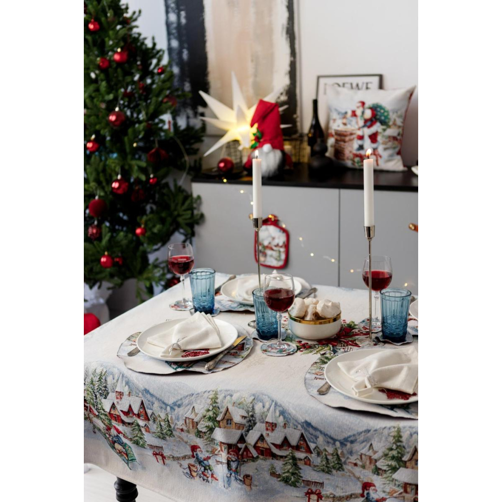 Скатертина Прованс гобеленова з велюром Снігова зима 135х260 см (037474) - зображення 7