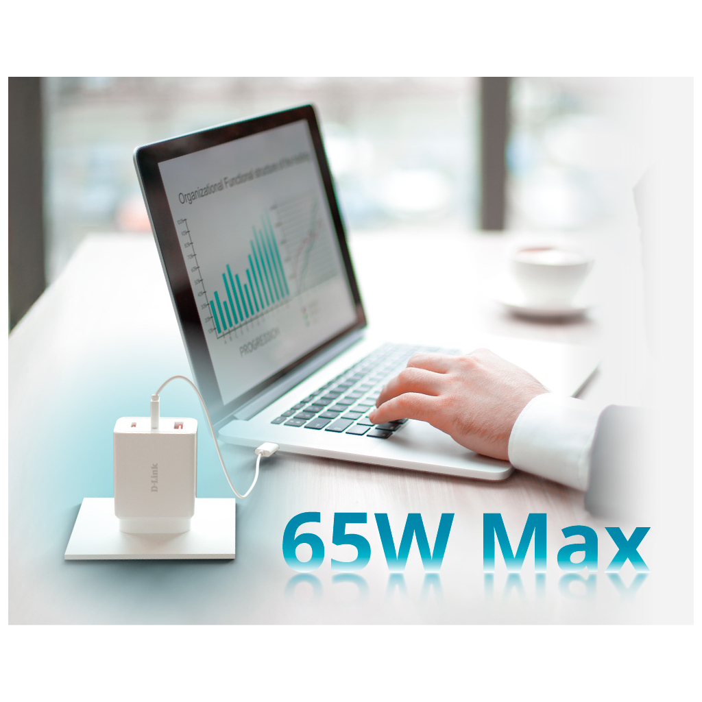 Зарядний пристрій D-Link 2xUSB-C + 1xUSB-A 65W GaN white (DCP-651) - зображення 9