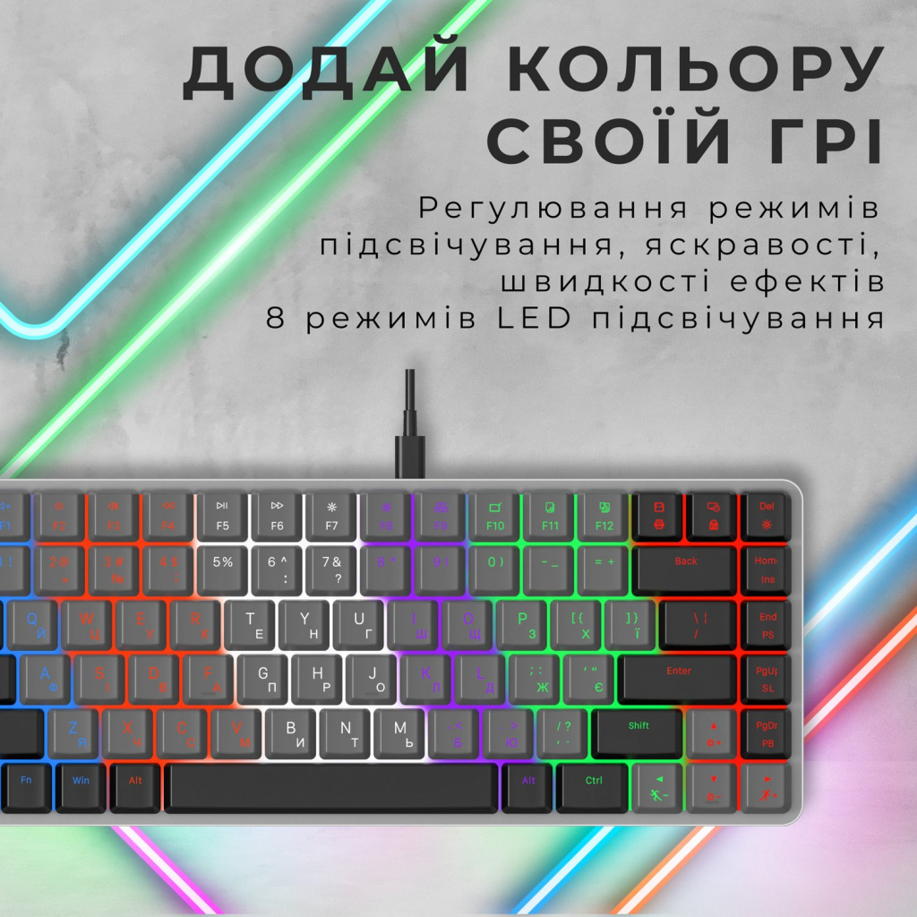 Клавіатура GamePro MK140R Red Swich Low Profile USB Dark Gray (MK140R) - зображення 12