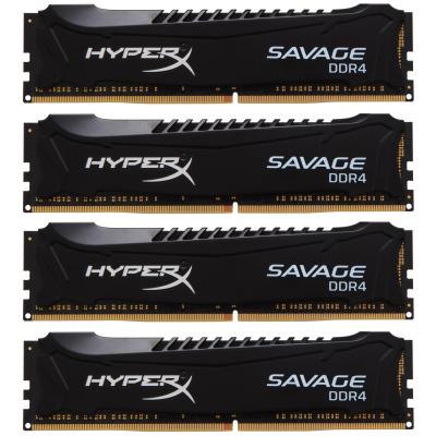 Модуль пам'яті для комп'ютера DDR4 16GB (4x4GB) 2400 MHz HyperX Savage Black Kingston Fury (ex.HyperX) (HX424C12SBK4/16) - зображення 1