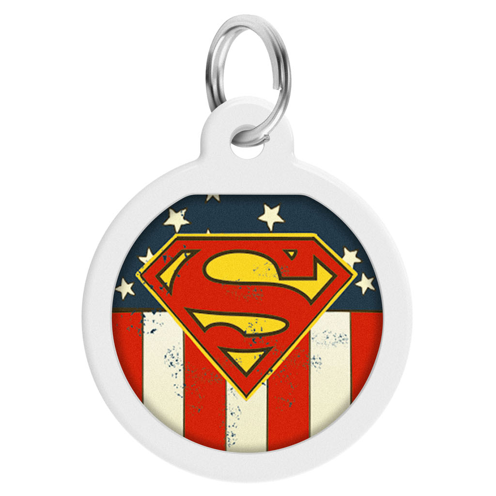 Адресник для тварин WAUDOG Smart ID з QR паспортом "Супермен Америка", круг 25 мм (0625-1010ru-eng) - зображення 1