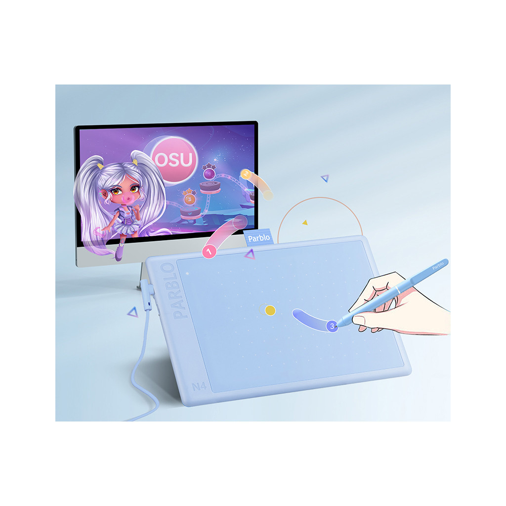 Графічний планшет Parblo Ninos N4 Blue (NINOSN4B) - зображення 2