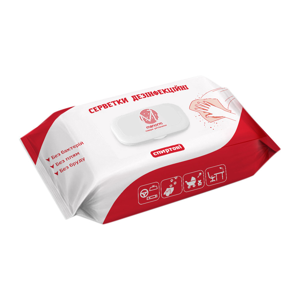 Вологі серветки Manorm Дезінфікуючі 60 шт. (4820180111145) - изображение 1