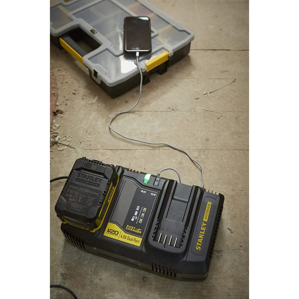 Зарядний пристрій для акумуляторів інструменту Stanley на 2 акумулятори, 20V, вихідний струм 4A (SFMCB24) - зображення 5