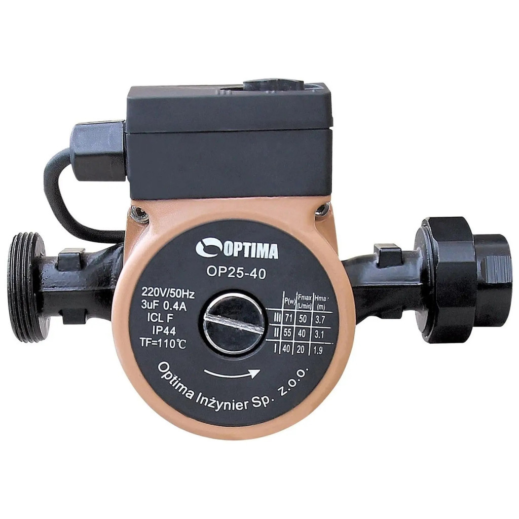 Циркуляційний насос Optima OP25-60-180, G 1 1/4", 10 бар, 180мм, 110Вт, 230В (8158) - зображення 2
