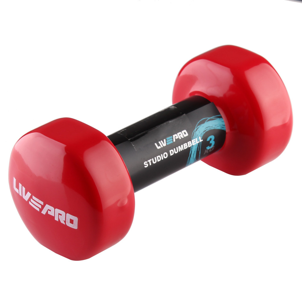 Гантель LivePro Studio Dumbbell LP8076-3 вінілова 1шт червоний Уні 3кг (2020301000057) - зображення 1