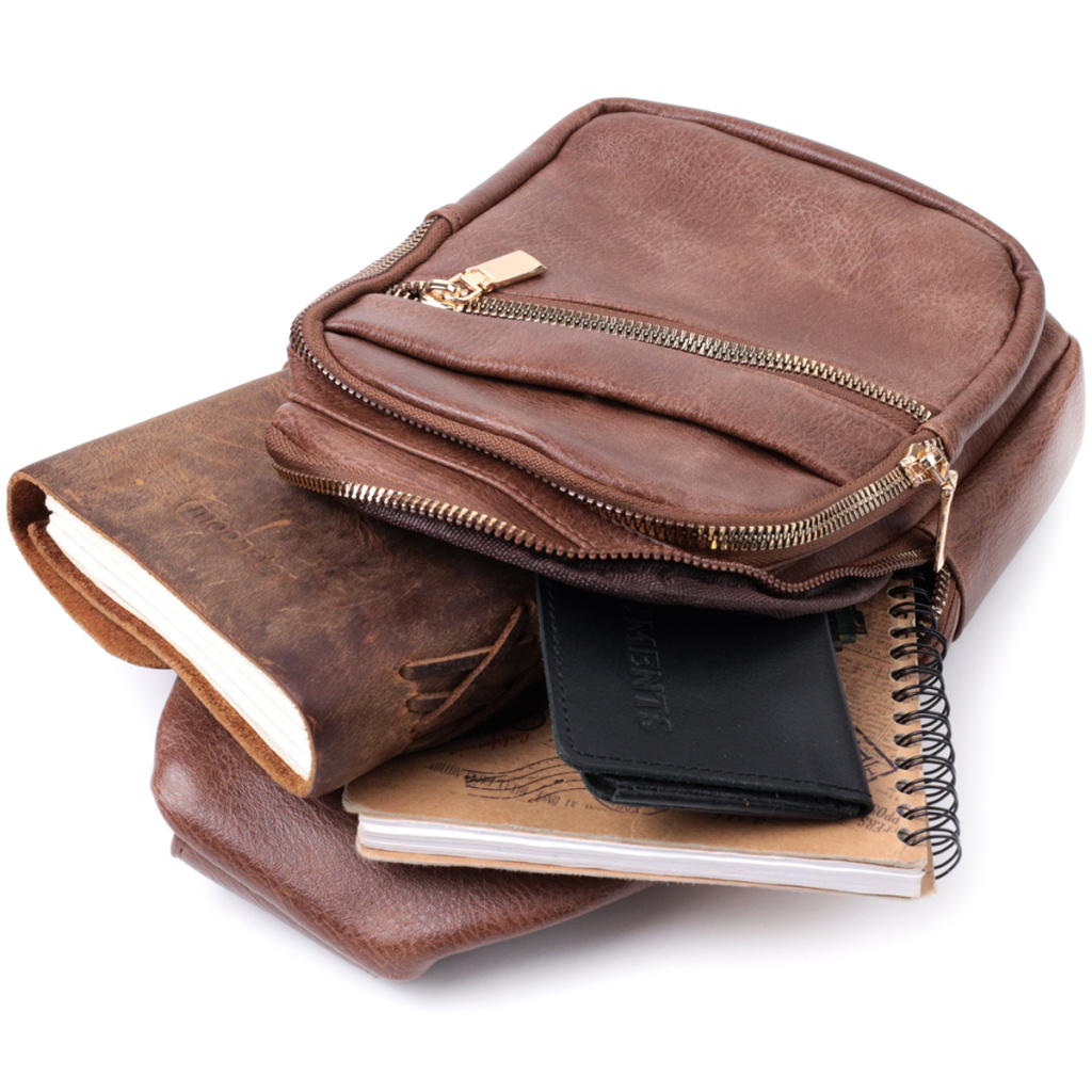 Сумка Vintage З однією лямкою через плече з екошкіри Коричнева (22760) - зображення 8