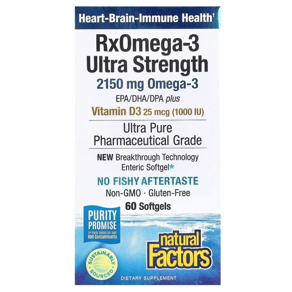Жирні кислоти Natural Factors Омега-3 ультра та вітамін D3, 2150 мг, RxOmega-3 Ultra Strength with Vitamin D3 (NFS-35489) - зображення 2