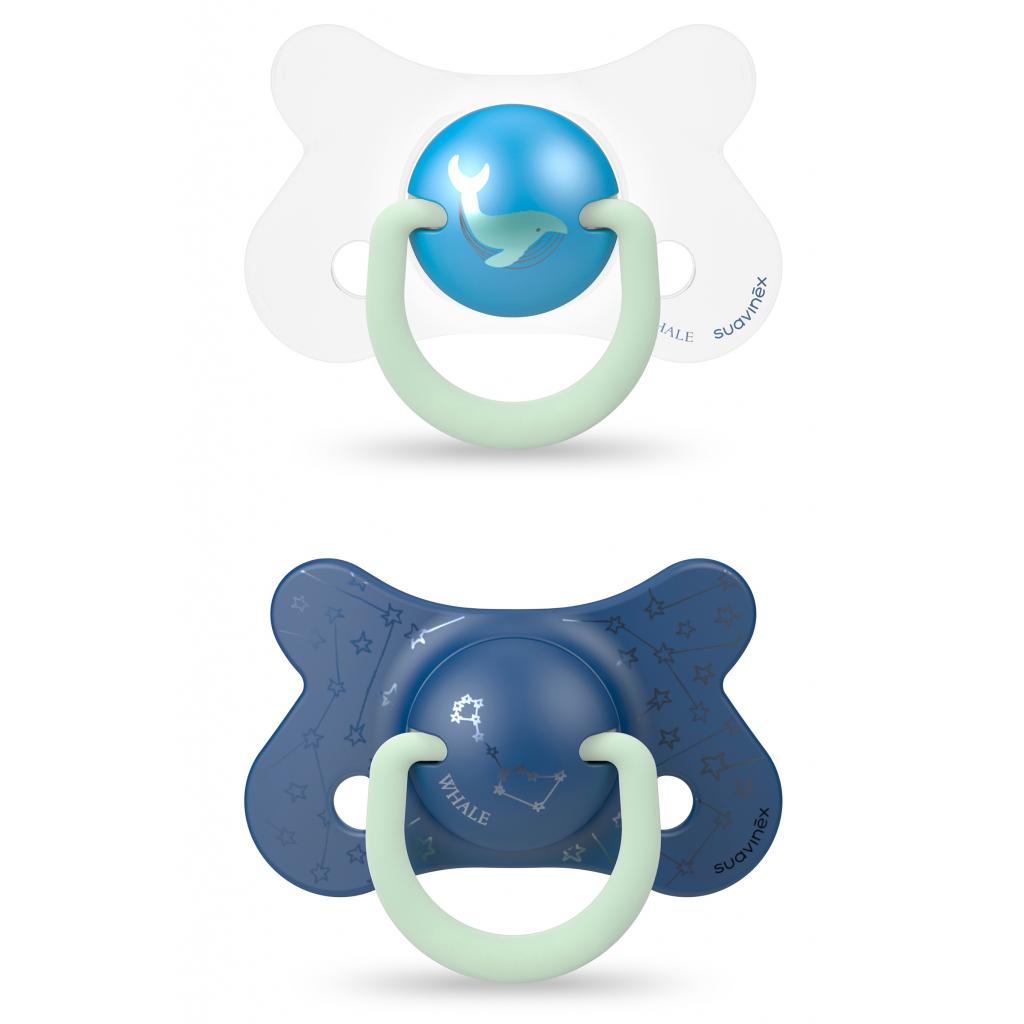 Пустушка Suavinex Синій кит 4-18 мес 2 шт. нічна (307007) - зображення 1