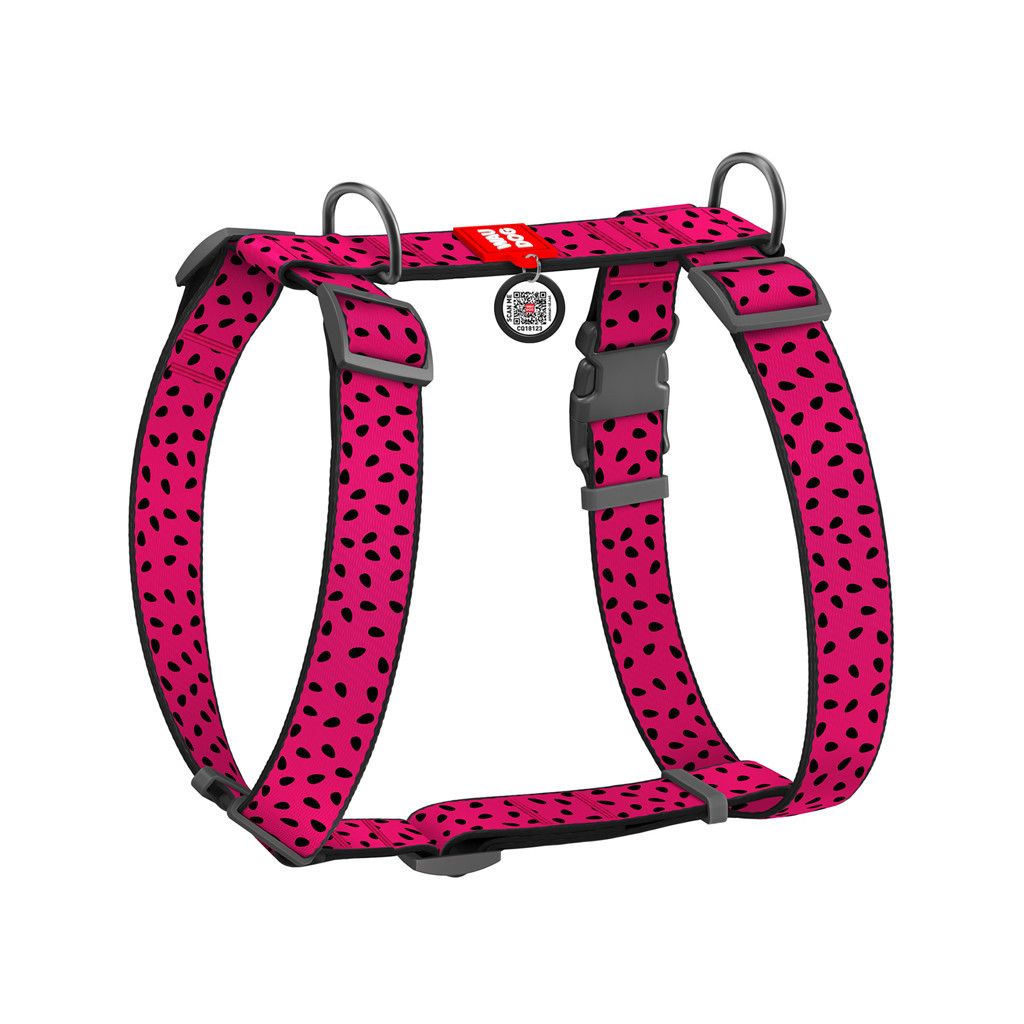 Шлея для собак WAUDOG Nylon анатомічна H-подібна з QR-паспортом "Кавун" пластиковий фастекс XL (323-0049) - изображение 1