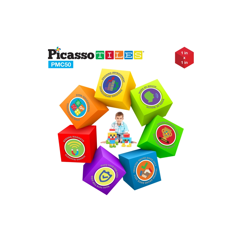Конструктор Picasso магнітний Tiles Building Cubes 50 деталей (817338023645) - зображення 6