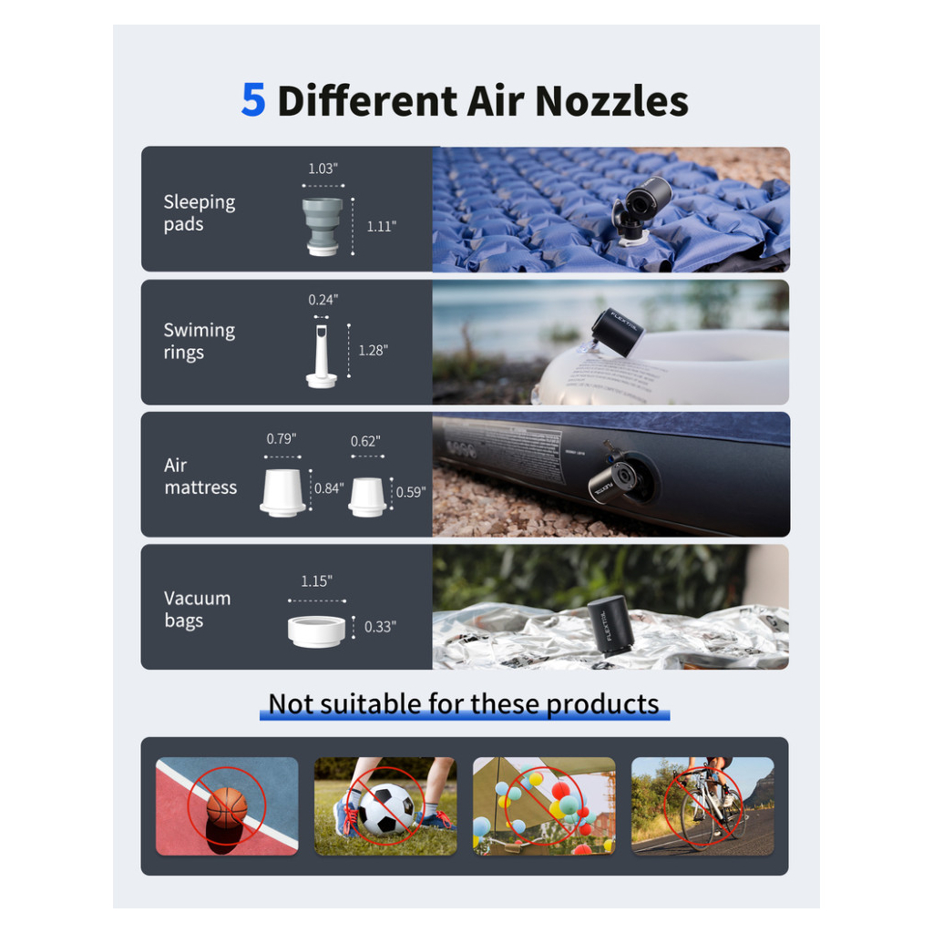 Насос для надувних меблів Flextail Tiny Pump, чорний (6975755961323) - picture 5