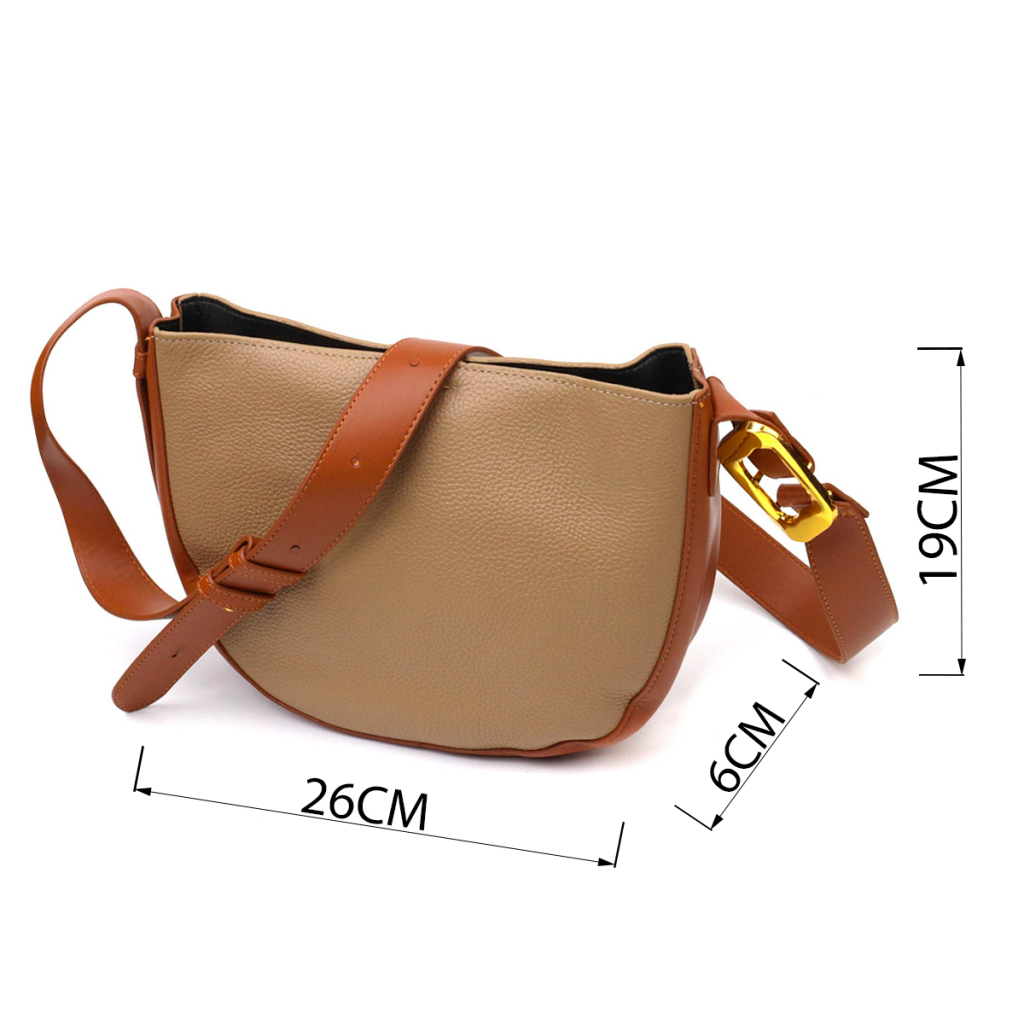 Сумка Vintage Напівкругла крос-боді з натуральної шкіри Бежева (22092) - зображення 3