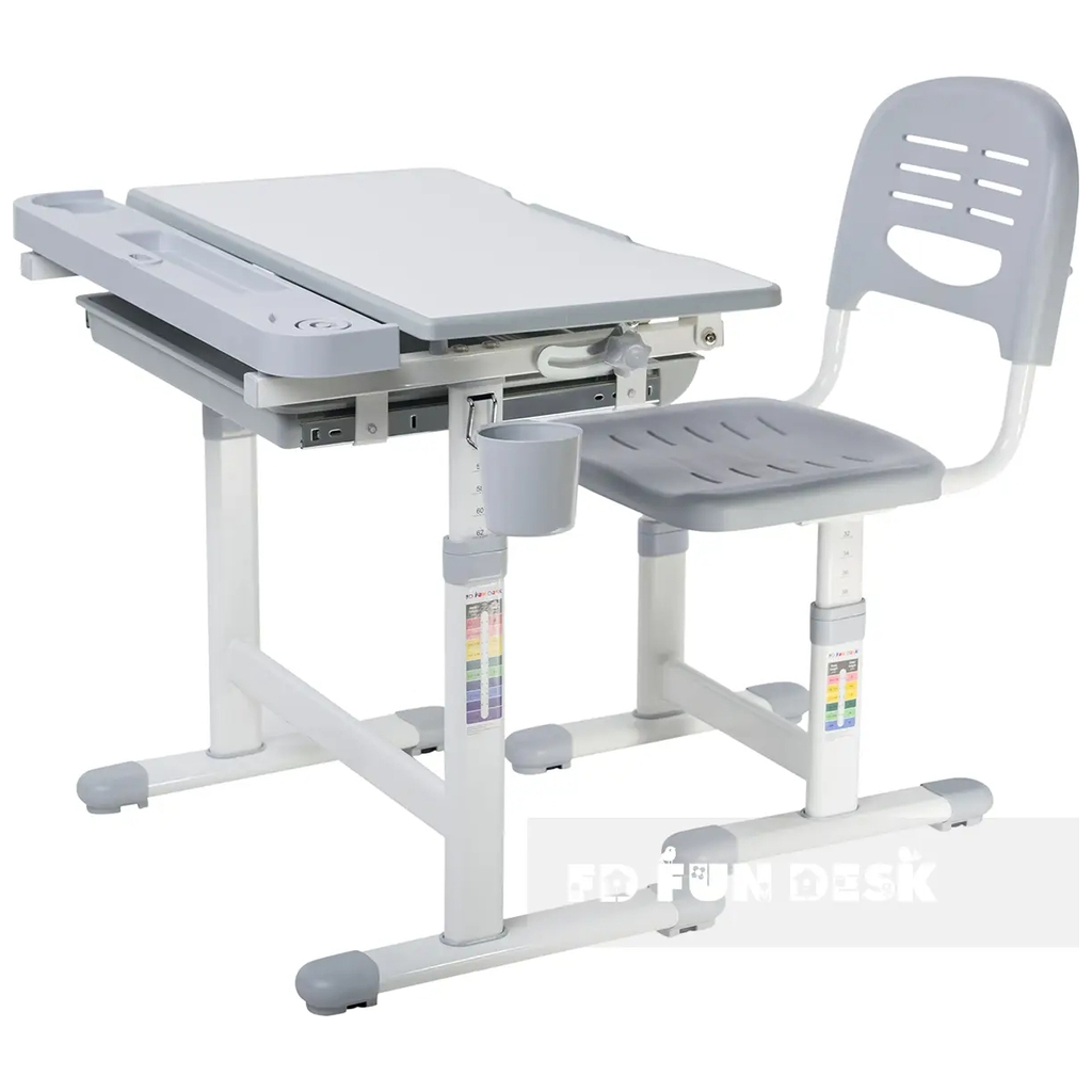 Парта зі стільцем FunDesk Cantare Grey - зображення 4