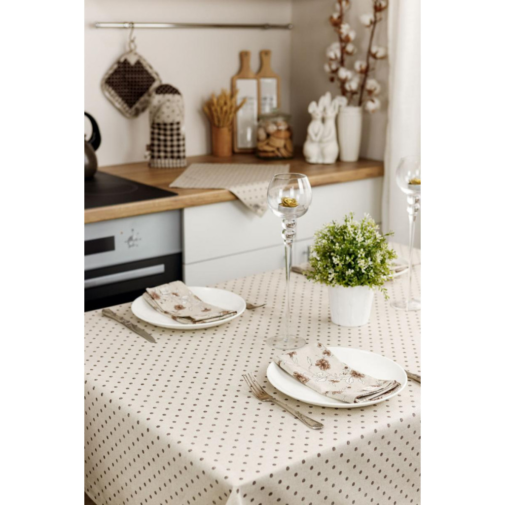 Скатертина Прованс Горох коричневий Господиня 120х136 см (4823093451032) - зображення 4