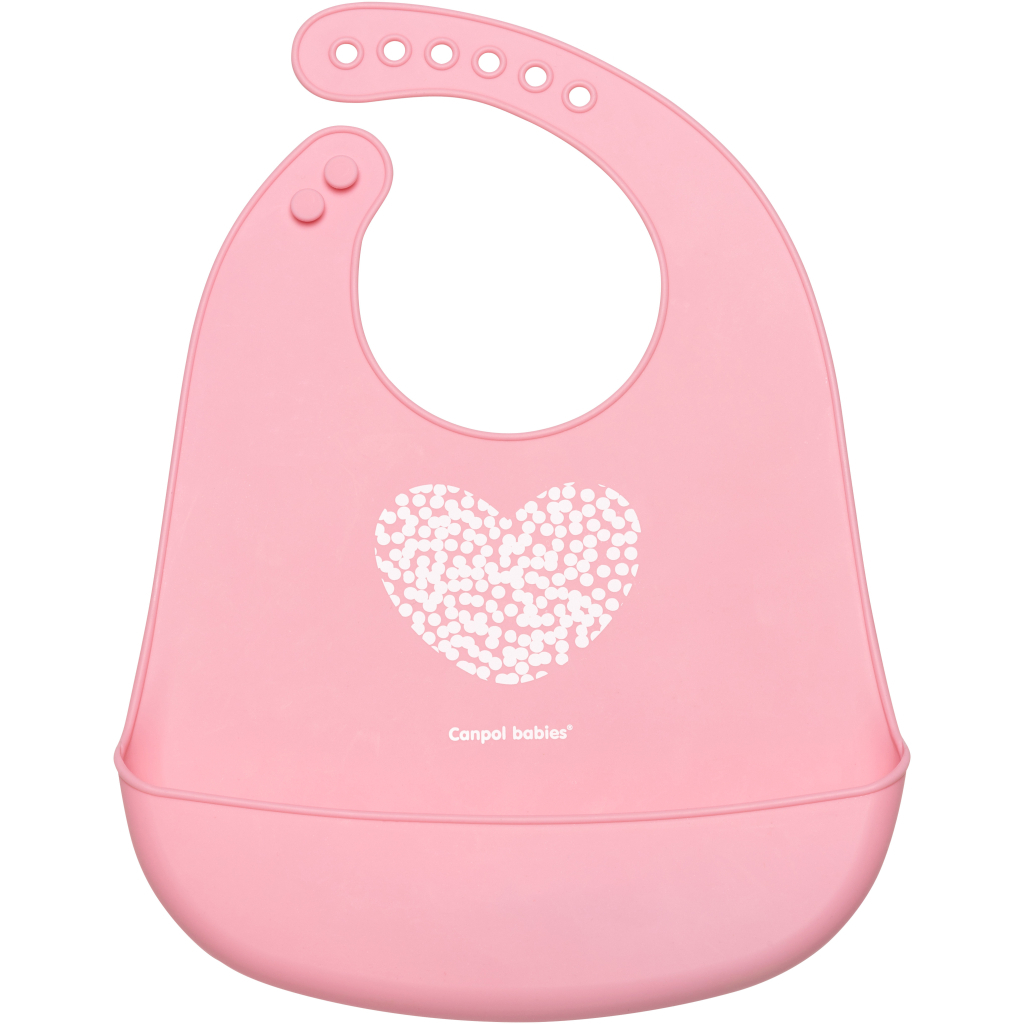 Слинявчик Canpol babies Pastel силіконовий з кишенькою рожевий (74/024_pin) - зображення 1
