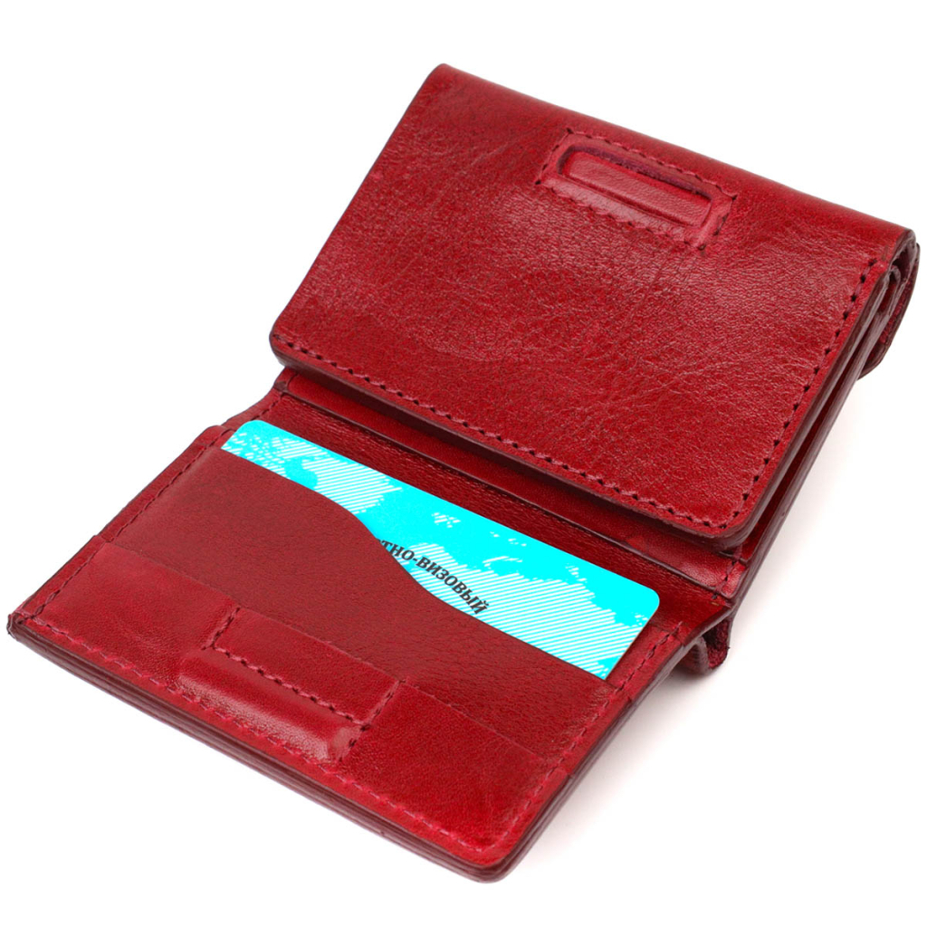 Гаманець Grande Pelle У три складання Бордовий (16788) - зображення 3