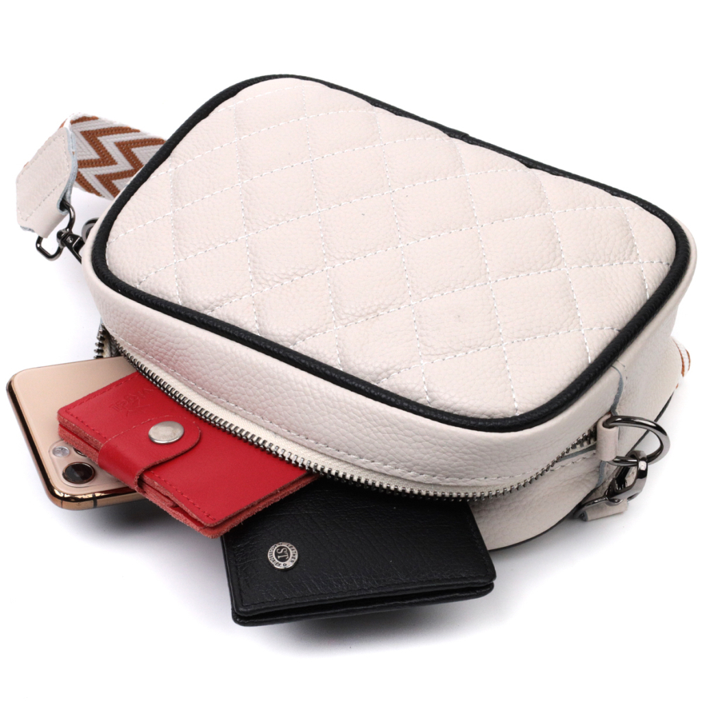 Сумка Vintage Жіноча через плече на одне відділення із натуральної шкіри Біла (22383) - зображення 7