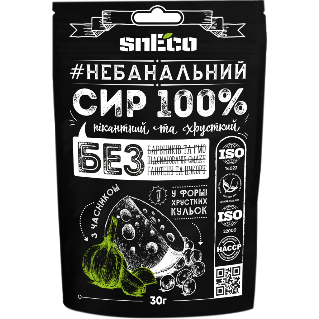 Сир сушений snEco Класичний з часником 30 г (4823095808421) - зображення 1