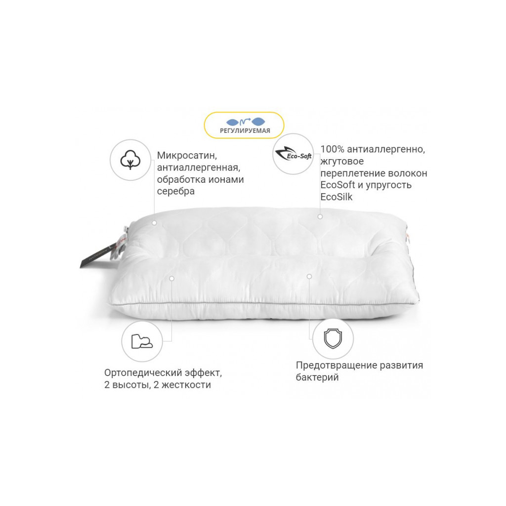 Подушка MirSon ортопедична DeLuxe Eco-Soft Silver 565 50х70 см (2200000625168) - зображення 2
