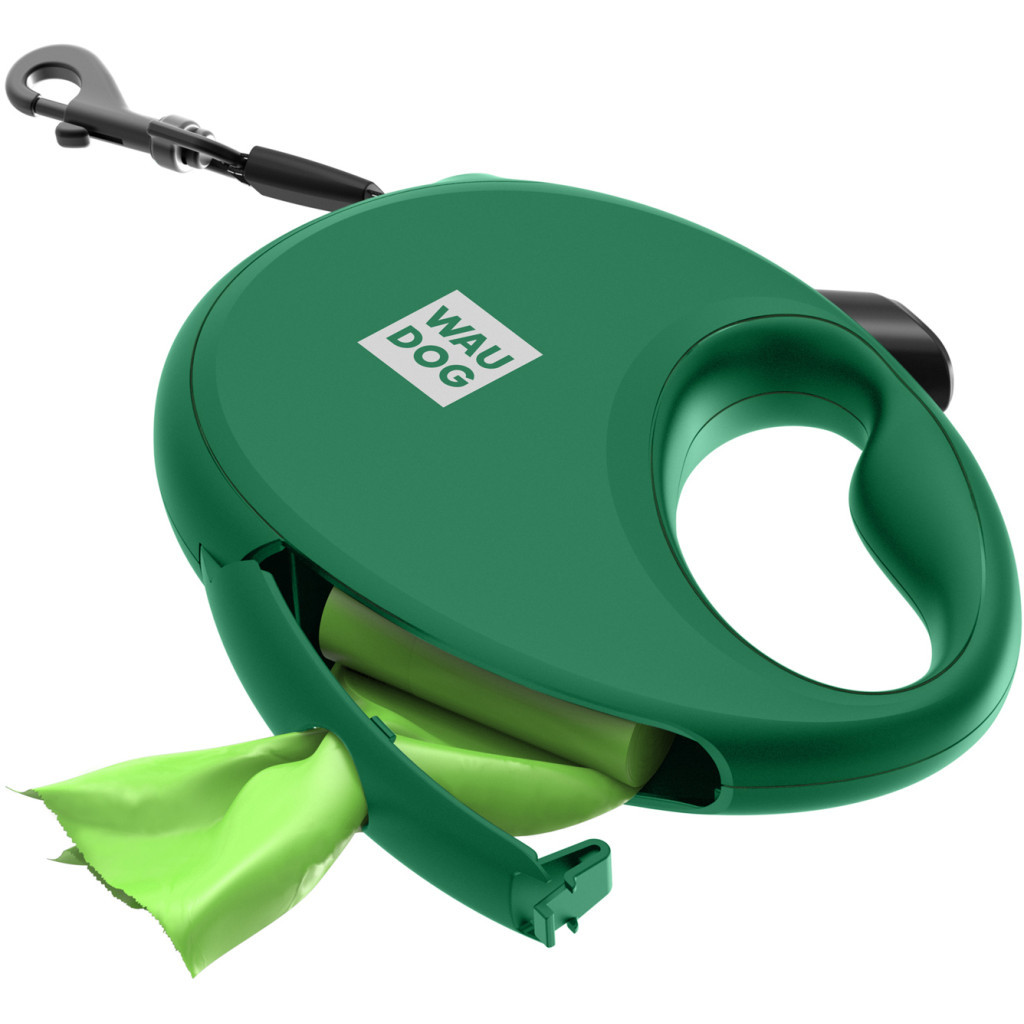Повідець для собак WAUDOG R-leash з контейнером для пакетів L до 40 кг 5 м зелений (262918) - зображення 4