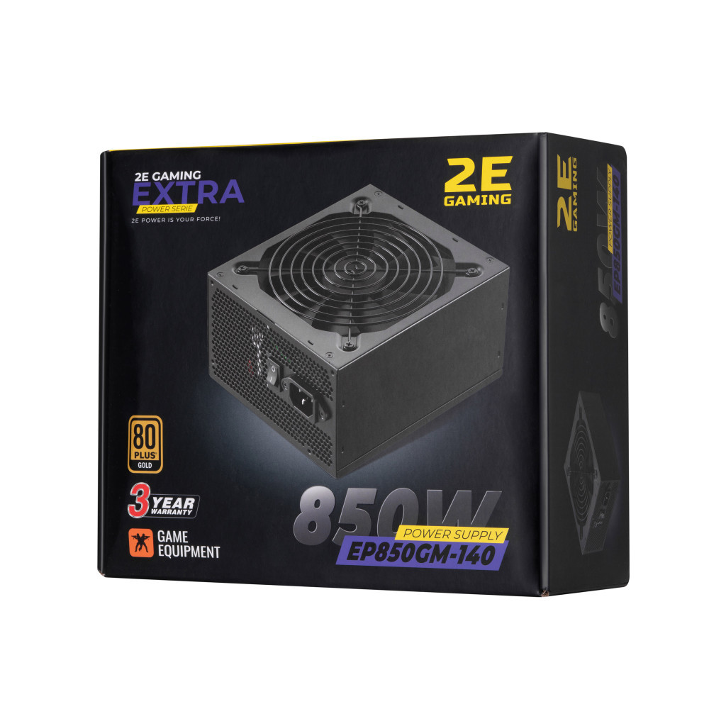 Блок живлення 2E GAMING EXTRA POWER (850W), >90, 80+ Gold, 140mm, 1xMB 24pin(20+4), 2xCPU 8pin(4+4), 4xMolex, 6x (2E-EP850GM-140) - зображення 10