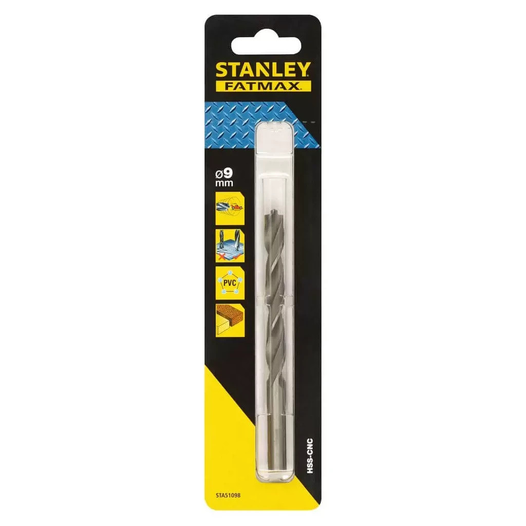 Свердло Stanley FatMax, по металу, d=9 мм., L=125 мм., WL=81 мм., 1 шт. (STA51098) - зображення 1