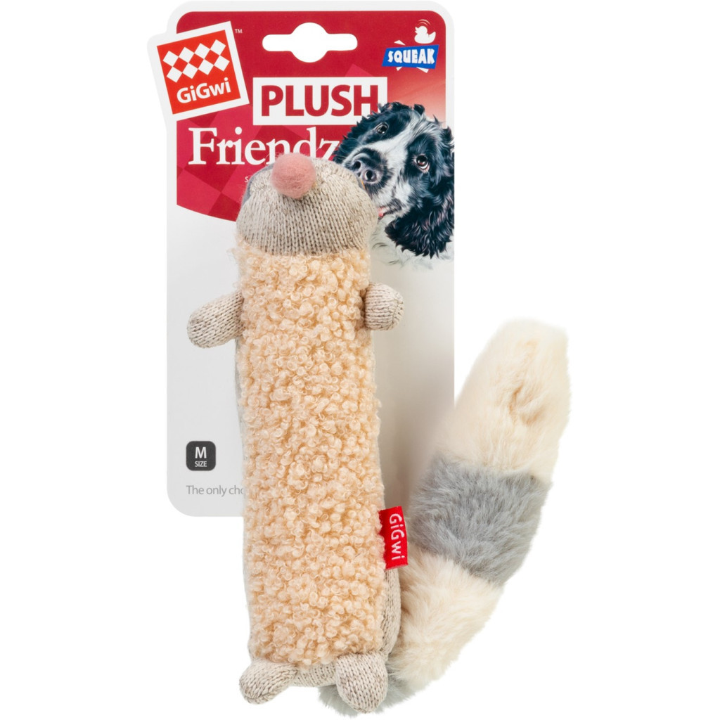 Іграшка для собак GiGwi Plush Єнот з пискавкою 17 см (75310) - зображення 2