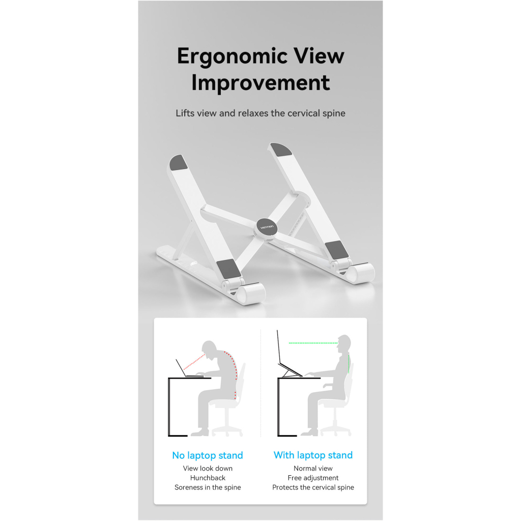 Підставка до ноутбука Vention Laptop X-type Stand White ABS 83-170мм (KDNW0) - зображення 4