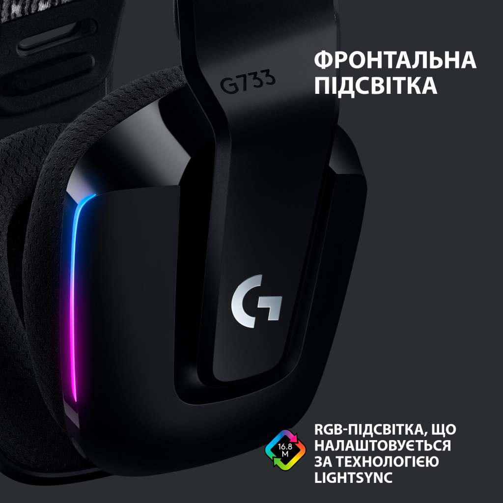 Навушники Logitech G733 Lightspeed Wireless RGB Gaming Headset Black (981-000864) - зображення 4
