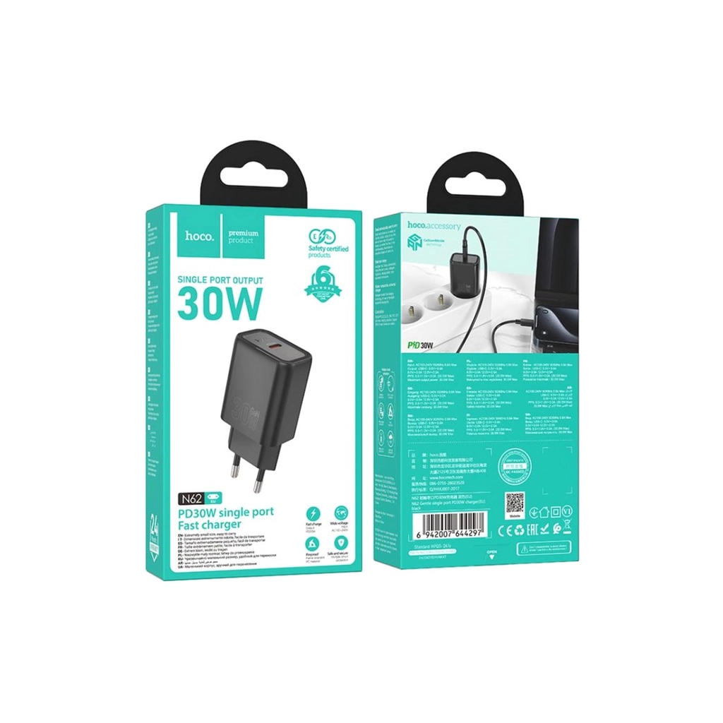 Зарядний пристрій HOCO N62 USB-C PD30W black (6942007644297) - зображення 2